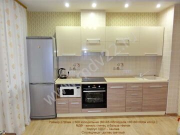 Кухни на заказ в Барнауле.Кухня прямая. Ширина 3300 мм с холодильником.
